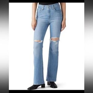 Levi's 726 High Rise Flare Jeans Women's 27 Distressed Light Wash Denim